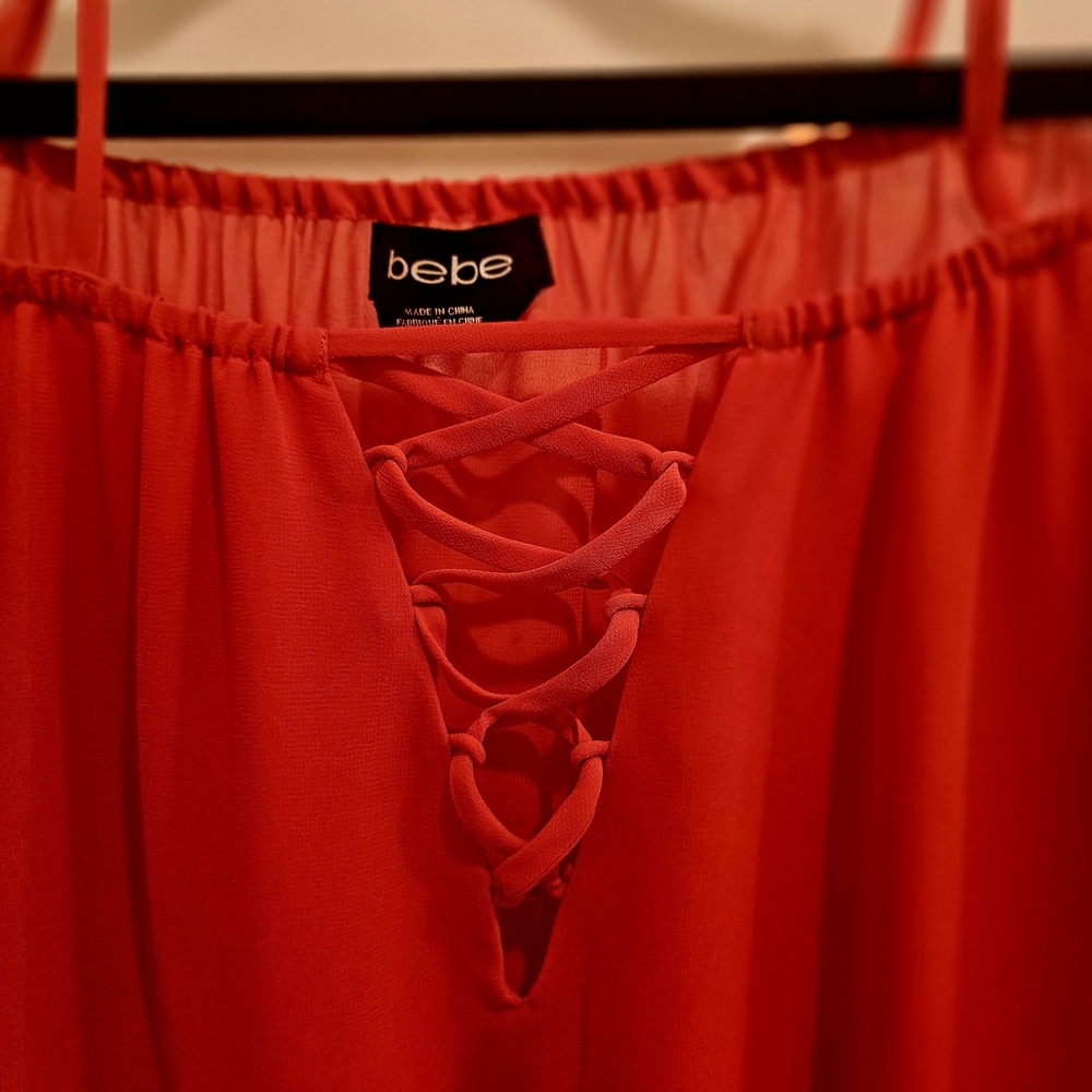 Bebe Red Lace-Up Chemise